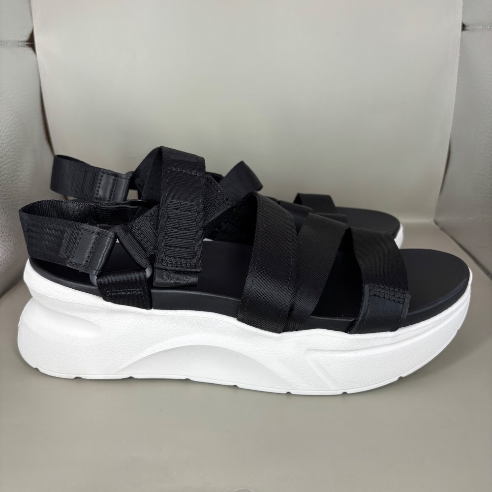UGG LA Shores Black White Strappy Platform Sandals 1118499 Womens 9